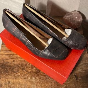 Donald J Pliner Espresso Antique Metallic Crocco Women's Size 8.5 - Brand New